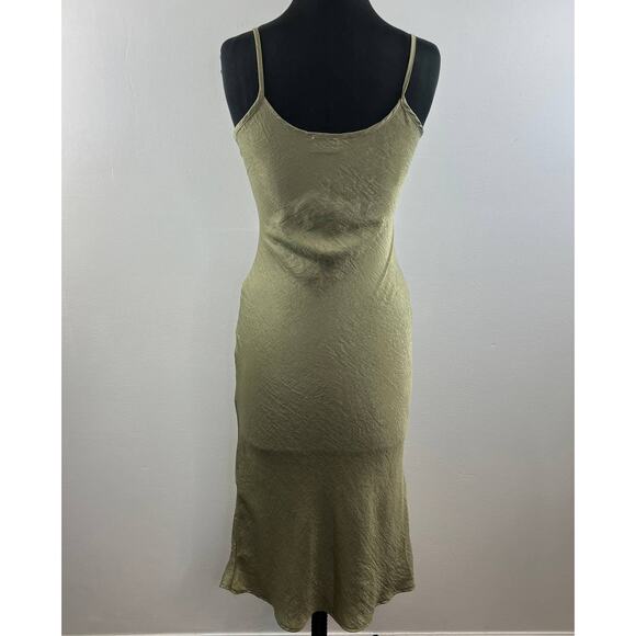 Yellow the Label Green Silky Satin Cowl Neck Strappy Pullover Midi Slip Dress S - Picture 6 of 7